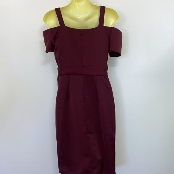 All Saints Dress “Cadia” Merlot Cold Shoulder Wrap NWT Sz 2 - Picture 8 of 9